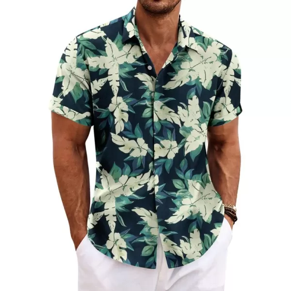 COOFANDY Men's Linen Shirts Short Sleeve Casual Shirts Button Down Shirt for Men Beach Summer Wedding Shirt