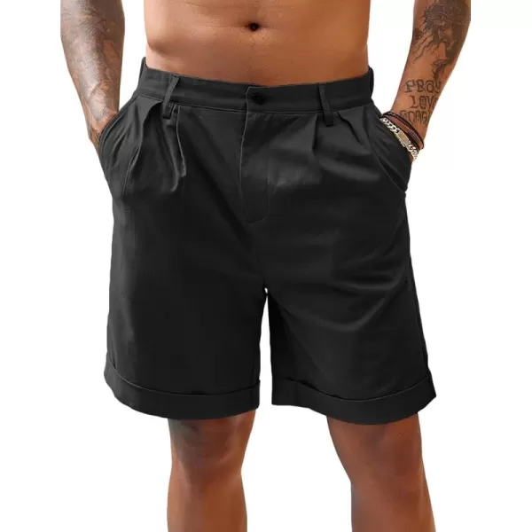 COOFANDY Men’s Linen Shorts Classic Fit Casual Elastic Waist Summer Beach Shorts