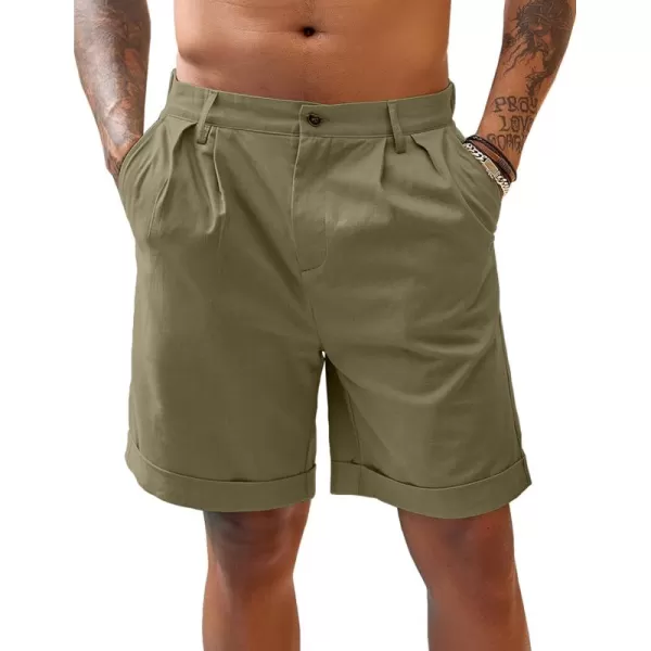 COOFANDY Men’s Linen Shorts Classic Fit Casual Elastic Waist Summer Beach Shorts