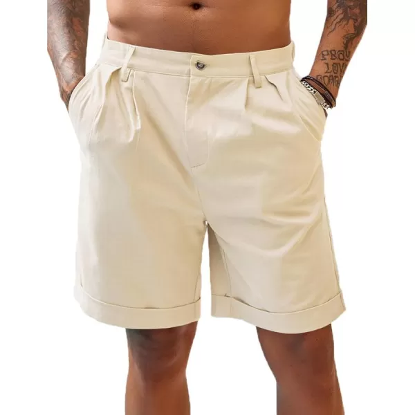 COOFANDY Men’s Linen Shorts Classic Fit Casual Elastic Waist Summer Beach Shorts