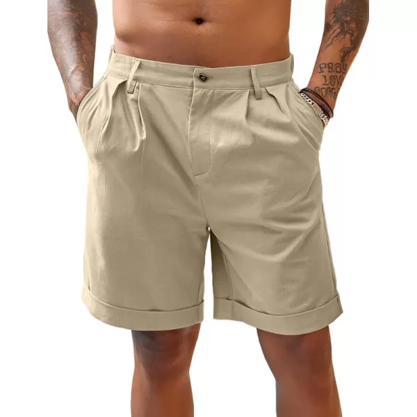 COOFANDY Men’s Linen Shorts Classic Fit Casual Elastic Waist Summer Beach Shorts