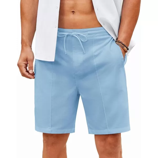 COOFANDY Men's Linen Shorts Elastic Waist Drawstring Casual Summer Beach Shorts