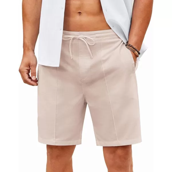 COOFANDY Men's Linen Shorts Elastic Waist Drawstring Casual Summer Beach Shorts