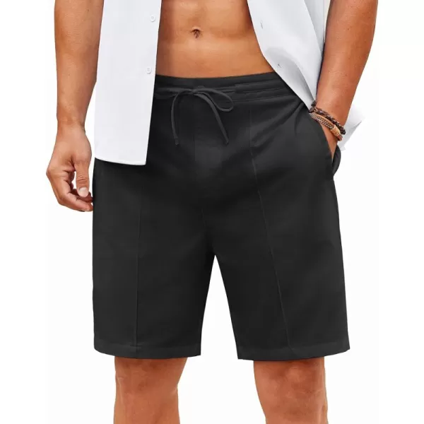 COOFANDY Men's Linen Shorts Elastic Waist Drawstring Casual Summer Beach Shorts