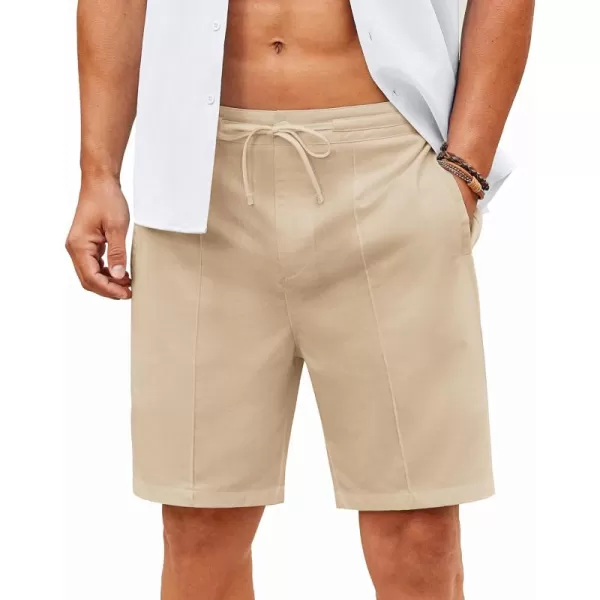 COOFANDY Men's Linen Shorts Elastic Waist Drawstring Casual Summer Beach Shorts