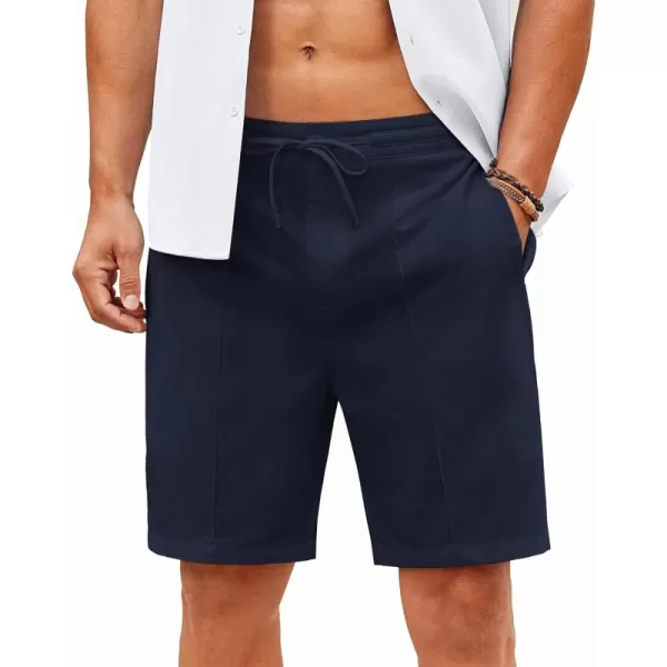 COOFANDY Men's Linen Shorts Elastic Waist Drawstring Casual Summer Beach Shorts