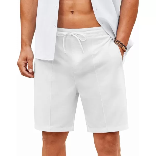 COOFANDY Men's Linen Shorts Elastic Waist Drawstring Casual Summer Beach Shorts