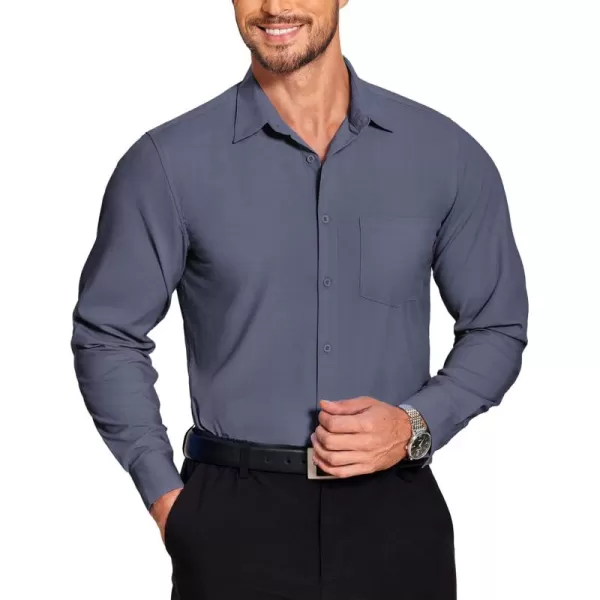 COOFANDY Men's Long Sleeve Muscle Fit Dress Shirts Wrinkle-Free Button Down Business Casual Shirts