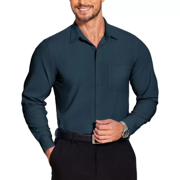 COOFANDY Men's Long Sleeve Muscle Fit Dress Shirts Wrinkle-Free Button Down Business Casual Shirts