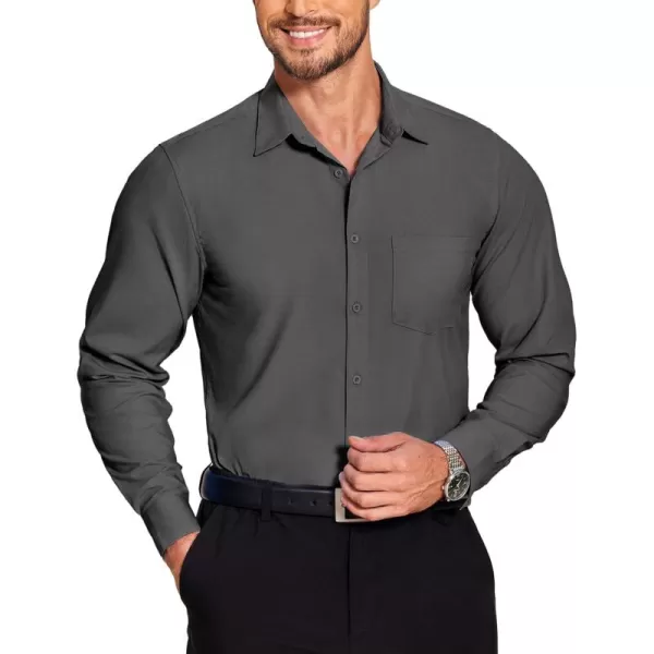 COOFANDY Men's Long Sleeve Muscle Fit Dress Shirts Wrinkle-Free Button Down Business Casual Shirts