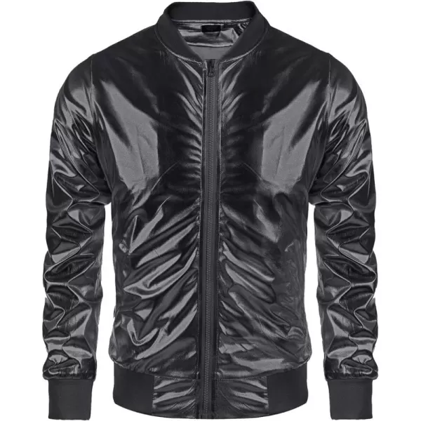 COOFANDY Men's Metallic Jacket 70s Disco Christmas Party Varsity Jacket Zip-up Baseball Bomber