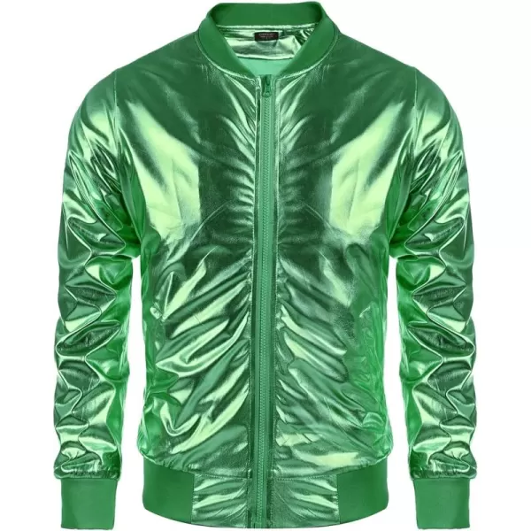 COOFANDY Men's Metallic Jacket 70s Disco Christmas Party Varsity Jacket Zip-up Baseball Bomber