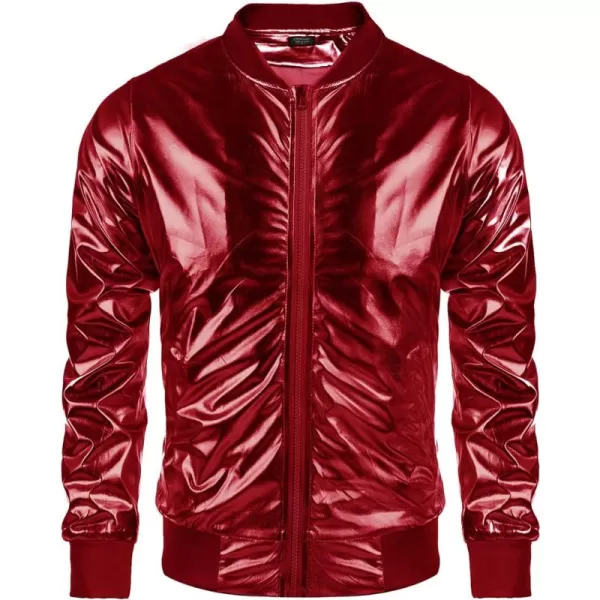 COOFANDY Men's Metallic Jacket 70s Disco Christmas Party Varsity Jacket Zip-up Baseball Bomber