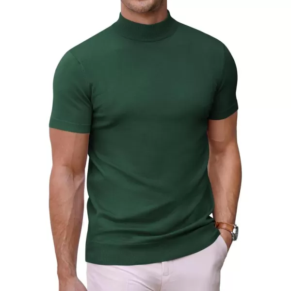 COOFANDY Mens Mock Turtleneck Sweater Short Sleeve Solid Color T-Shirts Basic Slim Fit Knitted Pullover Tees