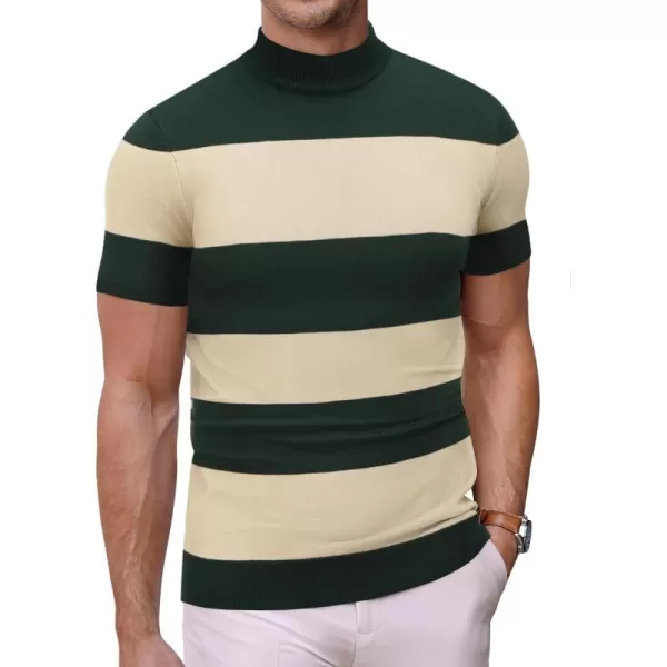 COOFANDY Mens Mock Turtleneck Sweater Short Sleeve Solid Color T-Shirts Basic Slim Fit Knitted Pullover Tees