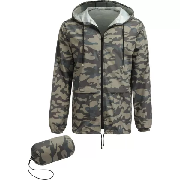 COOFANDY Mens Packable Rain Jacket Lightweight Waterproof Raincoat with Hood Outdoor Rain Gear Travel Hiking Cycling