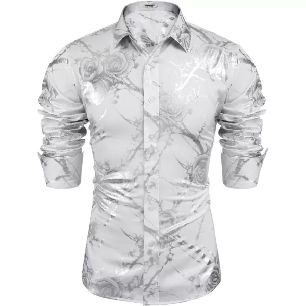 COOFANDY Men's Paisley Shirt Luxury Disco Long Sleeve Button Down Dress Shirts