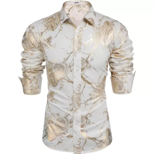 COOFANDY Men's Paisley Shirt Luxury Disco Long Sleeve Button Down Dress Shirts