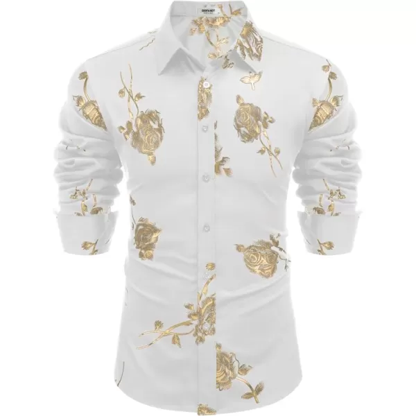 COOFANDY Men's Paisley Shirt Luxury Disco Long Sleeve Button Down Dress Shirts