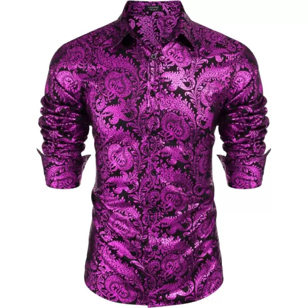 COOFANDY Men's Paisley Shirt Luxury Disco Long Sleeve Button Down Dress Shirts