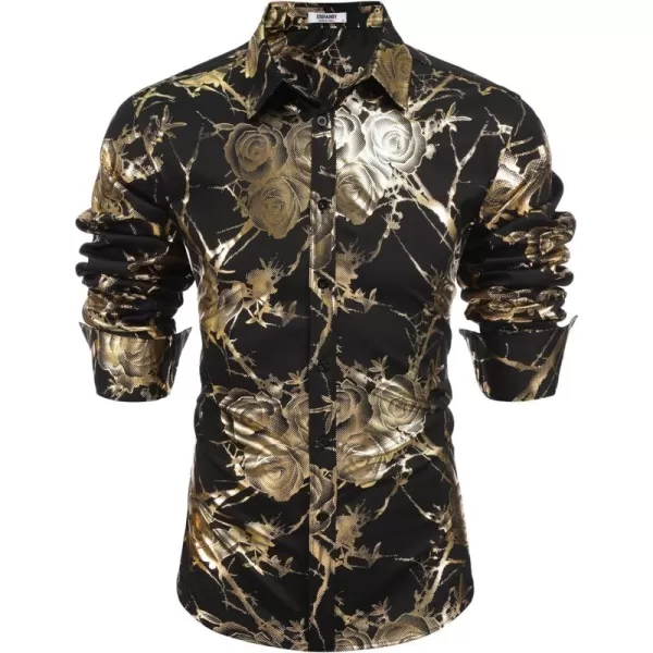 COOFANDY Men's Paisley Shirt Luxury Disco Long Sleeve Button Down Dress Shirts