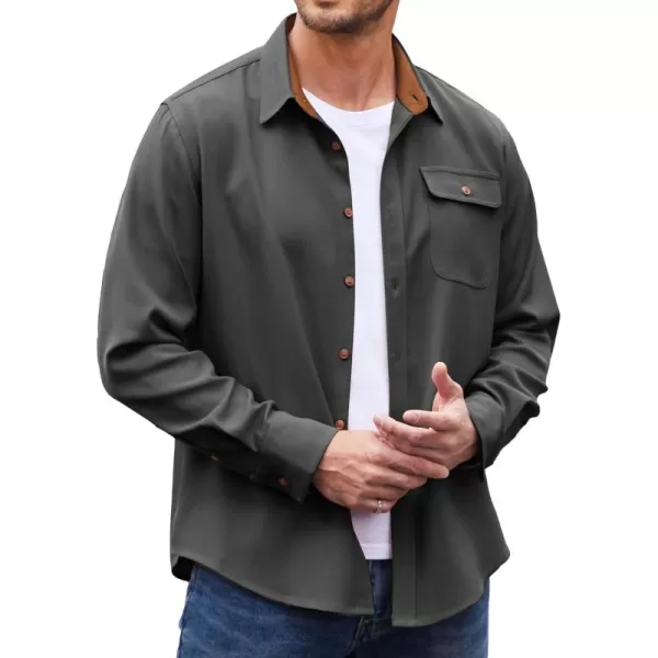 COOFANDY Mens Plaid Shirt Jacket Button Down Long Sleeve Shirts Western Work Shirts