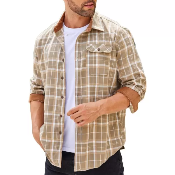 COOFANDY Mens Plaid Shirt Jacket Button Down Long Sleeve Shirts Western Work Shirts