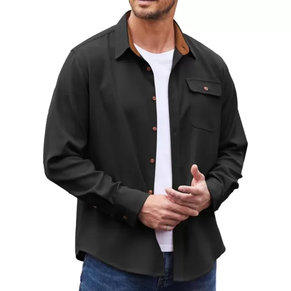 COOFANDY Mens Plaid Shirt Jacket Button Down Long Sleeve Shirts Western Work Shirts