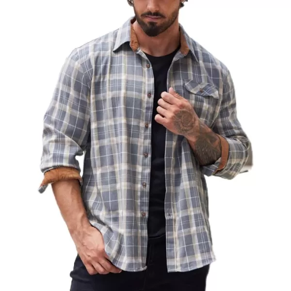 COOFANDY Mens Plaid Shirt Jacket Button Down Long Sleeve Shirts Western Work Shirts