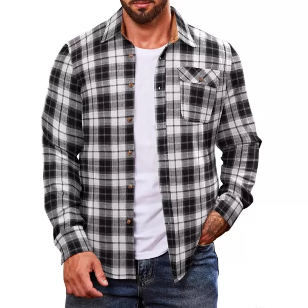 COOFANDY Mens Plaid Shirt Jacket Button Down Long Sleeve Shirts Western Work Shirts