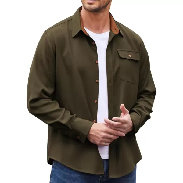 COOFANDY Mens Plaid Shirt Jacket Button Down Long Sleeve Shirts Western Work Shirts