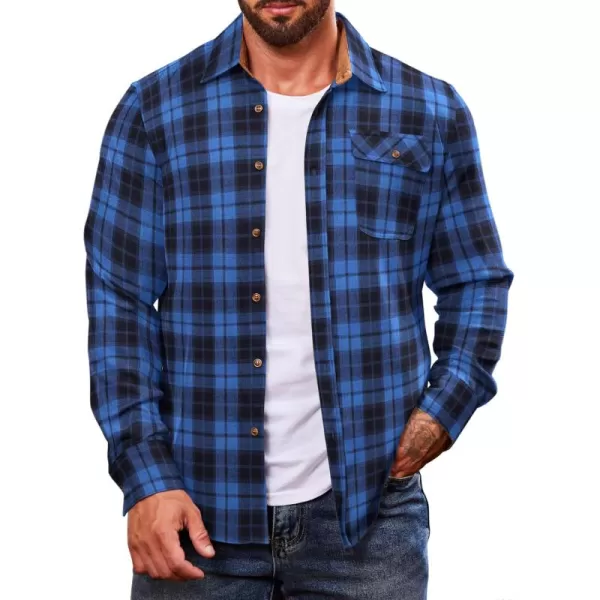 COOFANDY Mens Plaid Shirt Jacket Button Down Long Sleeve Shirts Western Work Shirts