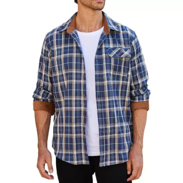 COOFANDY Mens Plaid Shirt Jacket Button Down Long Sleeve Shirts Western Work Shirts
