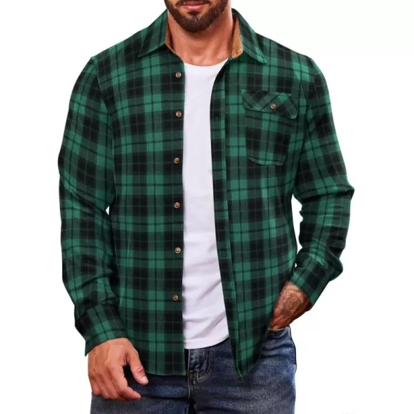 COOFANDY Mens Plaid Shirt Jacket Button Down Long Sleeve Shirts Western Work Shirts
