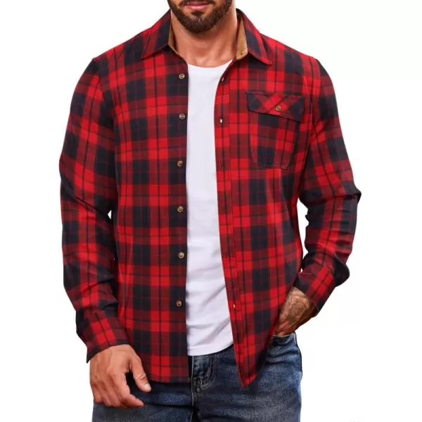 COOFANDY Mens Plaid Shirt Jacket Button Down Long Sleeve Shirts Western Work Shirts