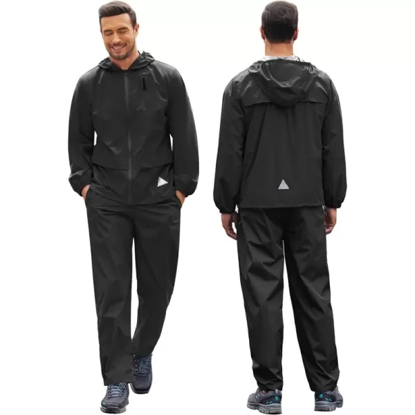 COOFANDY Men's Rain Suit 2 Piece Waterproof Breathable Rain Gear Lightweight Rain Jacket Pants Rainwear Suit