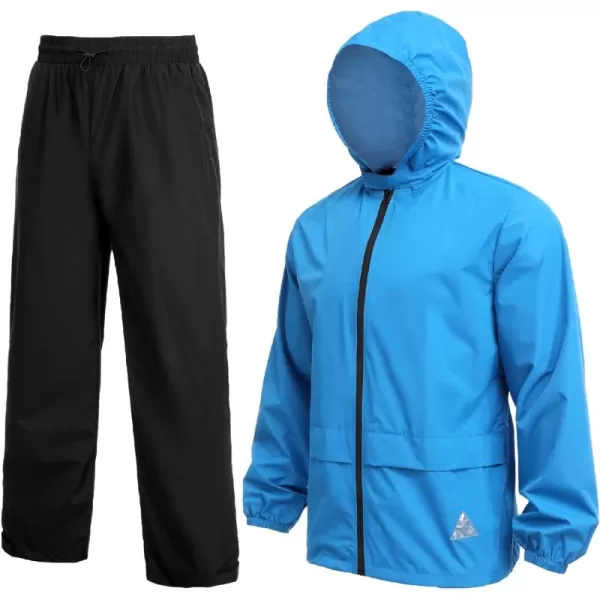 COOFANDY Men's Rain Suit 2 Piece Waterproof Breathable Rain Gear Lightweight Rain Jacket Pants Rainwear Suit
