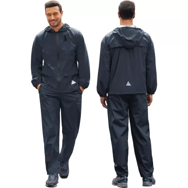 COOFANDY Men's Rain Suit 2 Piece Waterproof Breathable Rain Gear Lightweight Rain Jacket Pants Rainwear Suit