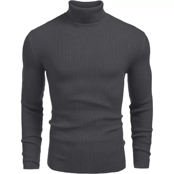COOFANDY Mens Ribbed Slim Fit Knitted Pullover Turtleneck Sweater