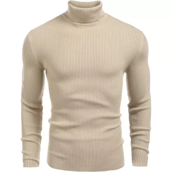 COOFANDY Mens Ribbed Slim Fit Knitted Pullover Turtleneck Sweater