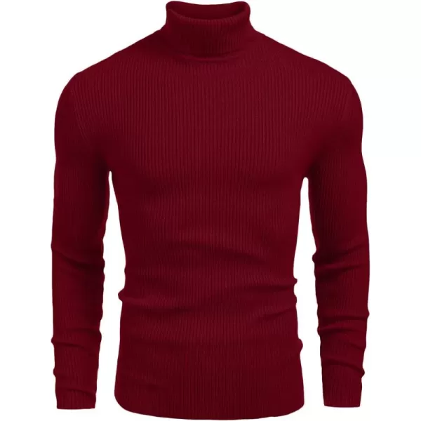 COOFANDY Mens Ribbed Slim Fit Knitted Pullover Turtleneck Sweater