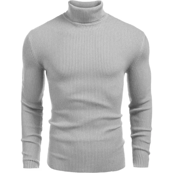 COOFANDY Mens Ribbed Slim Fit Knitted Pullover Turtleneck Sweater