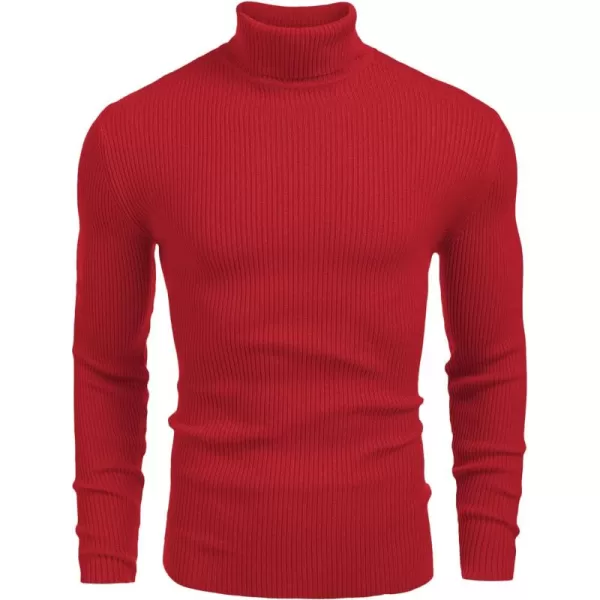 COOFANDY Mens Ribbed Slim Fit Knitted Pullover Turtleneck Sweater