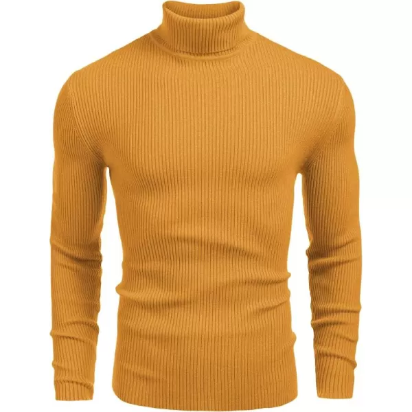 COOFANDY Mens Ribbed Slim Fit Knitted Pullover Turtleneck Sweater