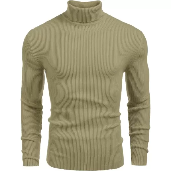 COOFANDY Mens Ribbed Slim Fit Knitted Pullover Turtleneck Sweater