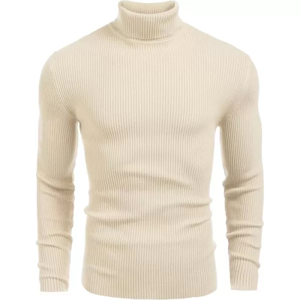 COOFANDY Mens Ribbed Slim Fit Knitted Pullover Turtleneck Sweater