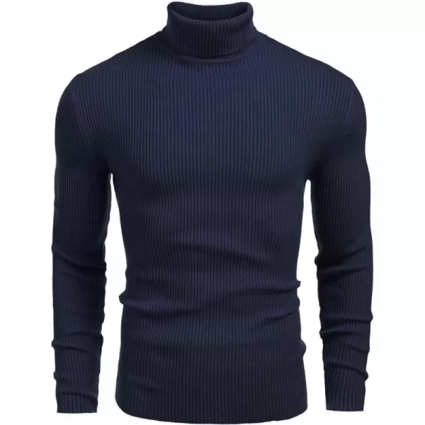 COOFANDY Mens Ribbed Slim Fit Knitted Pullover Turtleneck Sweater