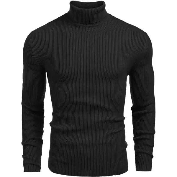 COOFANDY Mens Ribbed Slim Fit Knitted Pullover Turtleneck Sweater