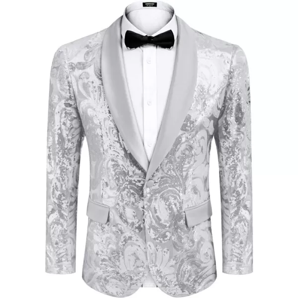 COOFANDY Men's Shiny Sequins Blazer Floral Suit Jacket Stylish Tuxedo for Party, Wedding, Banquet, Prom