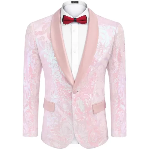 COOFANDY Men's Shiny Sequins Blazer Floral Suit Jacket Stylish Tuxedo for Party, Wedding, Banquet, Prom